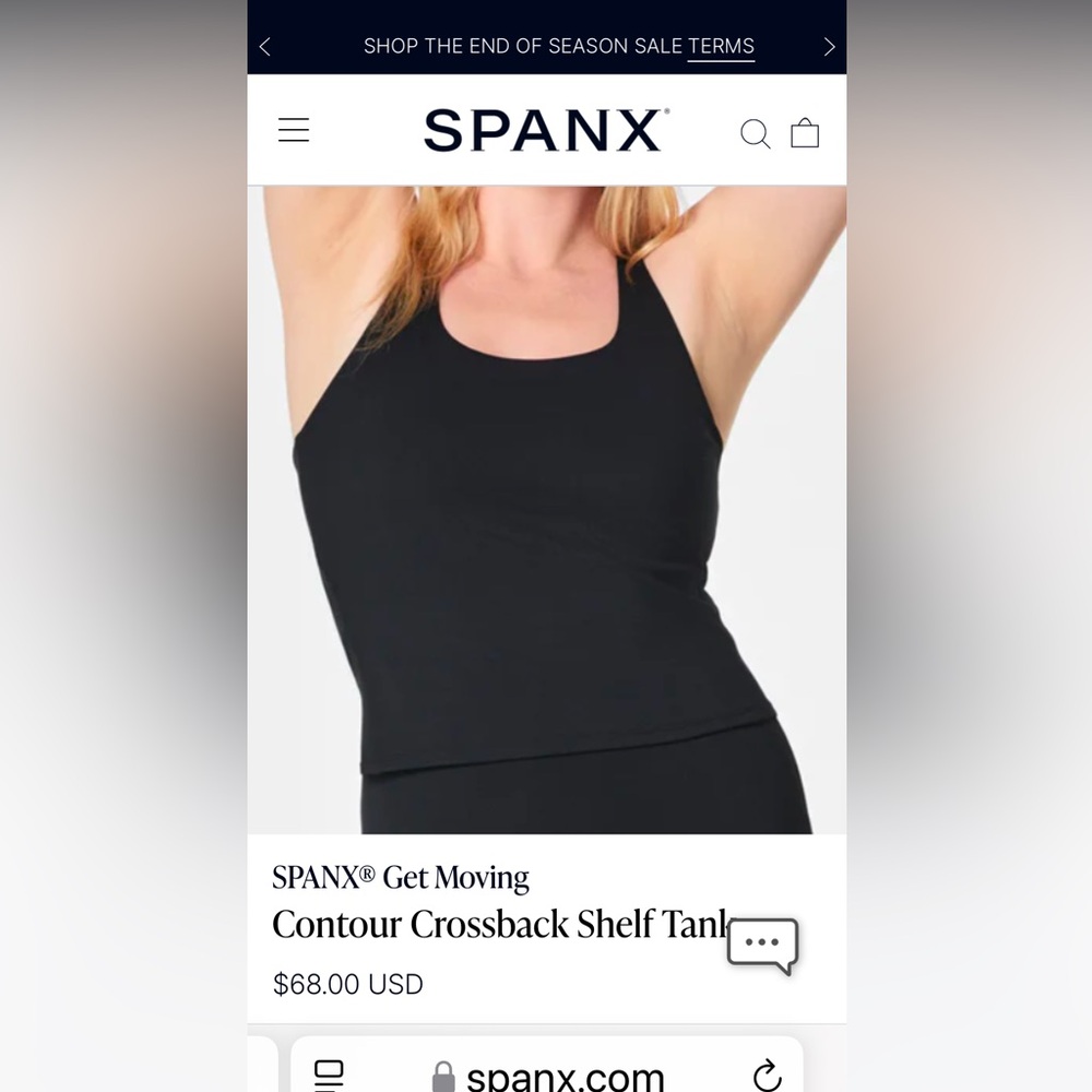 NWT SPANX Teal Contour Crossback Shelf Tank